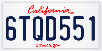 CA license plate 6TQD551