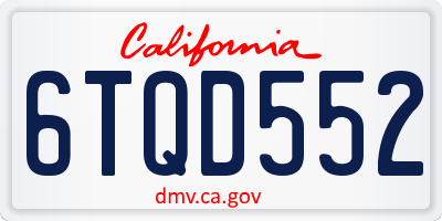 CA license plate 6TQD552