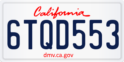 CA license plate 6TQD553