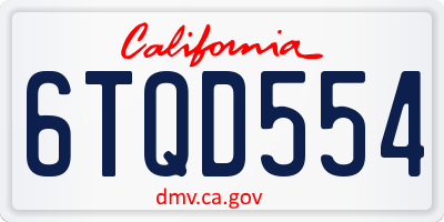 CA license plate 6TQD554