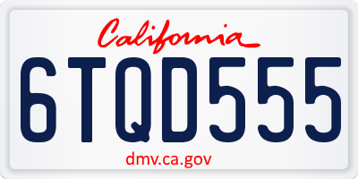 CA license plate 6TQD555