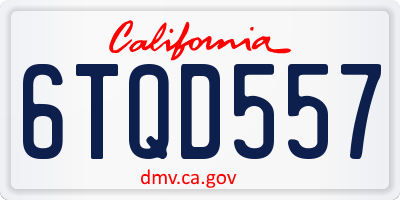 CA license plate 6TQD557