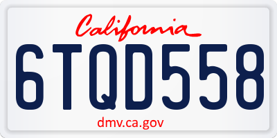 CA license plate 6TQD558