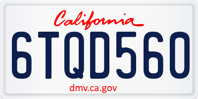CA license plate 6TQD560