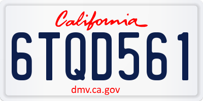 CA license plate 6TQD561