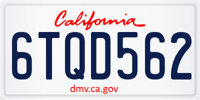 CA license plate 6TQD562