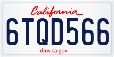 CA license plate 6TQD566