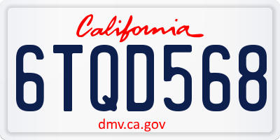 CA license plate 6TQD568