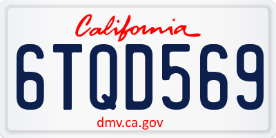 CA license plate 6TQD569