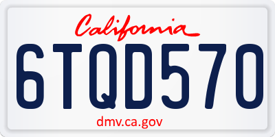 CA license plate 6TQD570