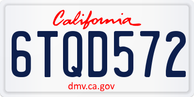 CA license plate 6TQD572