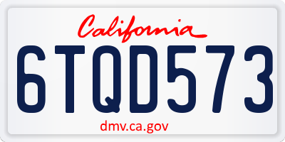 CA license plate 6TQD573