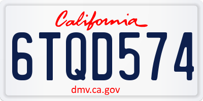 CA license plate 6TQD574