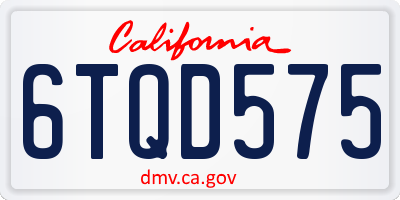 CA license plate 6TQD575