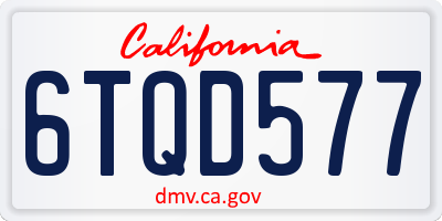 CA license plate 6TQD577