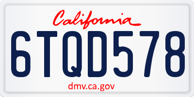 CA license plate 6TQD578