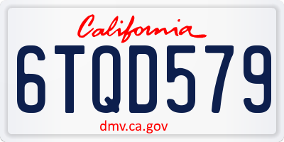 CA license plate 6TQD579