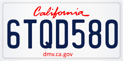 CA license plate 6TQD580