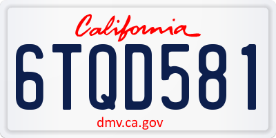 CA license plate 6TQD581