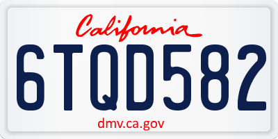 CA license plate 6TQD582