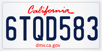 CA license plate 6TQD583