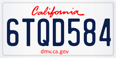 CA license plate 6TQD584