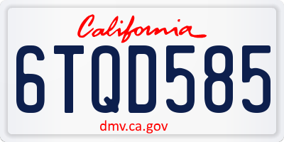 CA license plate 6TQD585