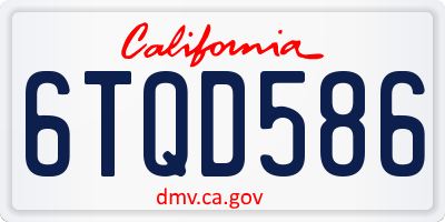 CA license plate 6TQD586