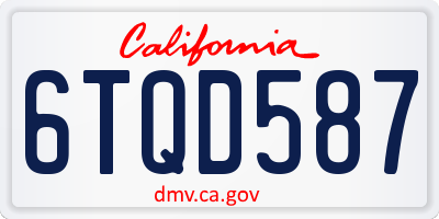 CA license plate 6TQD587