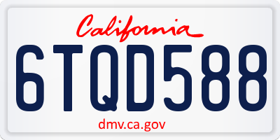 CA license plate 6TQD588