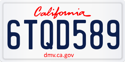 CA license plate 6TQD589