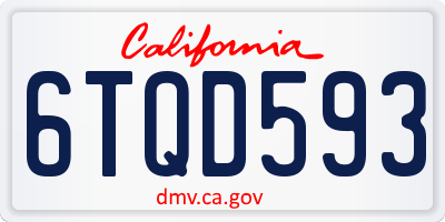 CA license plate 6TQD593