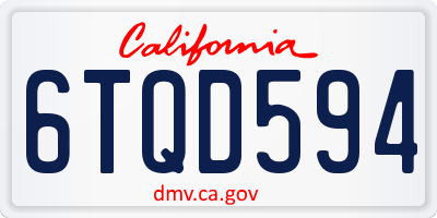 CA license plate 6TQD594