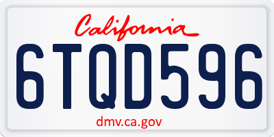 CA license plate 6TQD596