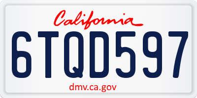 CA license plate 6TQD597