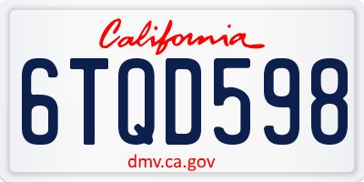 CA license plate 6TQD598