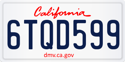 CA license plate 6TQD599