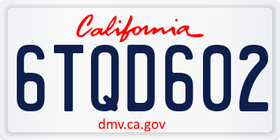 CA license plate 6TQD602