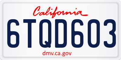 CA license plate 6TQD603