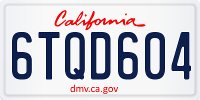 CA license plate 6TQD604