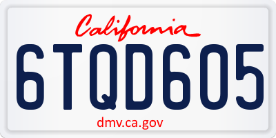 CA license plate 6TQD605