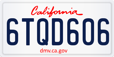 CA license plate 6TQD606