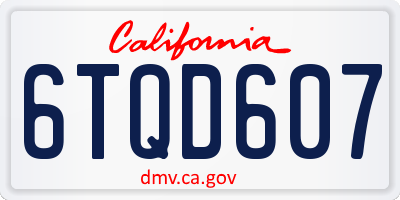 CA license plate 6TQD607