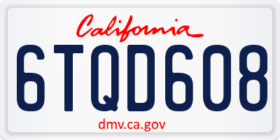 CA license plate 6TQD608