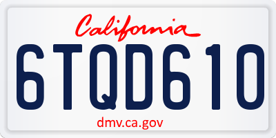 CA license plate 6TQD610