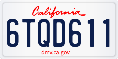 CA license plate 6TQD611