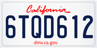 CA license plate 6TQD612