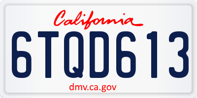 CA license plate 6TQD613