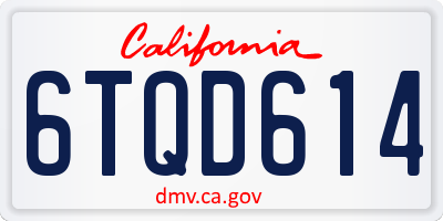 CA license plate 6TQD614