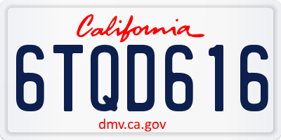 CA license plate 6TQD616